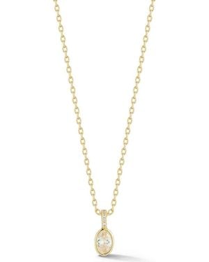 Glaze Jewelry Oval Cubic Zirconia Pendant Necklace - Metallic
