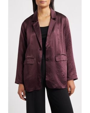 Eileen Fisher Crinkled Satin Blazer - Red