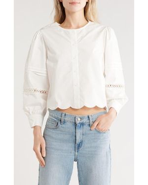 French Connection Alissa Broderie Anglaise Cotton Button-Up Shirt - White