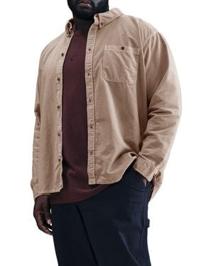 Nike Oxford Long Sleeve Button Up Shirt - Brown