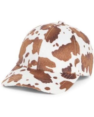 BCBGeneration Cow-Print Faux-Hair Baseball Cap - White