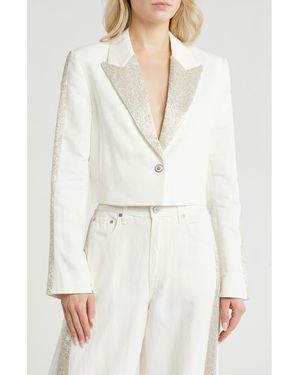 Twp My Former Better Half Sequin Crop Blazer - Natural