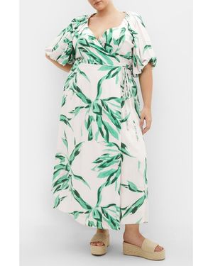 City Chic Leilani Leaf Print Maxi Dress - Green