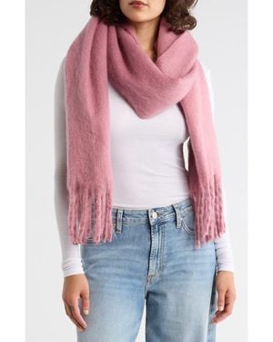 Nordstrom Brushed Fringed Scarf - Red