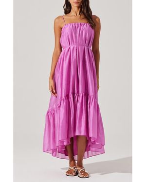 Astr Elisha Ruffle High-Low Organza Dress - Pink