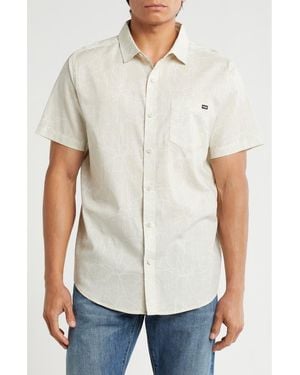 Hurley Caryota Short Sleeve Cotton Button-Up Shirt - Natural