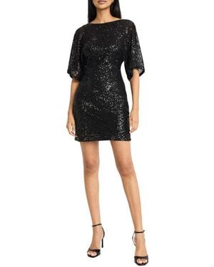 Donna Morgan Sequin Dolman Sleeve Minidress - Black
