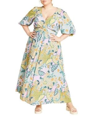 City Chic Floral Maxi Dress - White