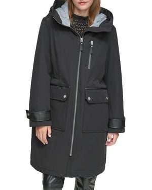 Andrew Marc Water Resistant Hooded Jacket - Black