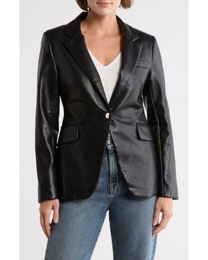 AREA STARS Ana Faux Leather Blazer - Black