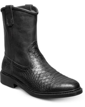 Allen Edmonds Dallas Roper Low Croc Embossed Western Boot - Black