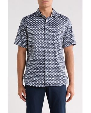 Ted Baker Geometric Print Stretch Cotton Shirt - Blue