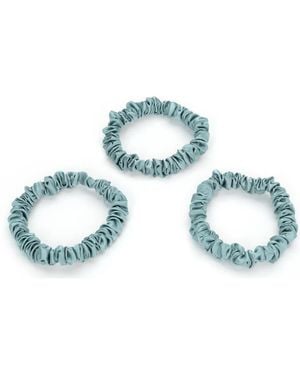 BLISSY 3-Pack Skinny Silk Scrunchies - Blue