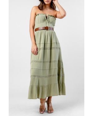 Beivy Strapless Long Crepe Dress - Green