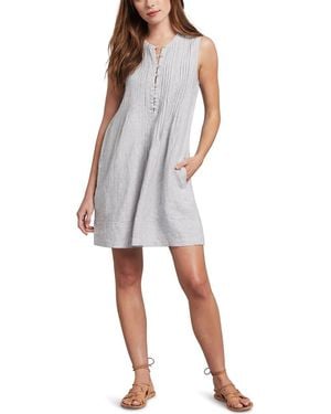 Faherty Isha Linen Swing Dress - Blue
