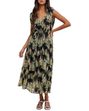 Wishlist Floral Sleeveless Midi Dress - Green