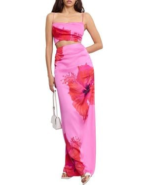 GOOD AMERICAN Satin Maxi Skirt - Pink