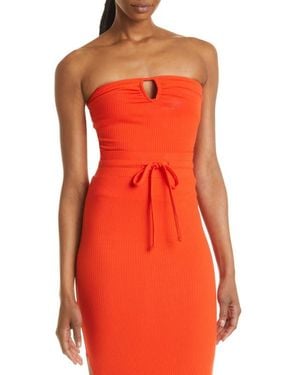 The Range Alloy Cutout Detail Rib Strapless Top - Orange