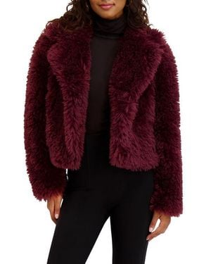 Kensie Faux Fur Crop Jacket - Red