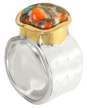 YS GEMS Semiprecious Stone Cabochon Ring - White