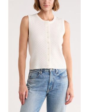 Madden Girl Pointelle Button Front Sweater Vest - Natural