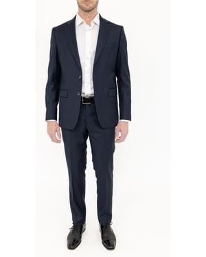 PINOPORTE Solid Stretch Wool Suit - Blue