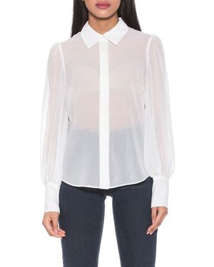 Alexia Admor Zayn Blouson Sleeve Button-Up Shirt - White