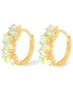 YS GEMS Opal Huggie Hoop Earrings - Metallic