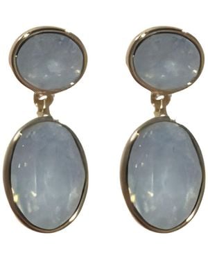 MacRae & Co Crystal Double Drop Earrings - Blue