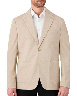 Report Collection Textured Comfort Knit Cotton Blend Sport Coat - Natural