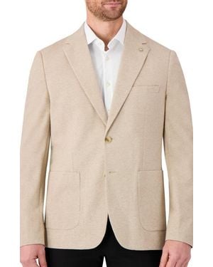 Report Collection Textured Comfort Knit Cotton Blend Sport Coat - Natural