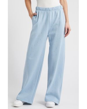 GOOD AMERICAN Crystal Wide Leg Sweatpants - Blue
