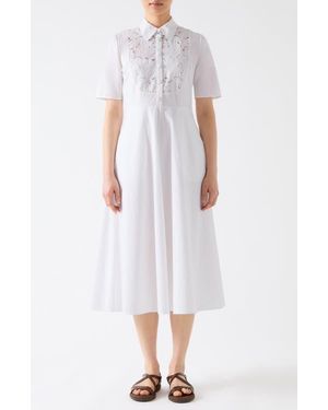 LK Bennett Grace Cutwork Cotton Shirtdress - White