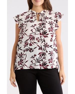 Nordstrom Rack Ruffle Tie Neck Top - White