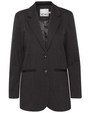 Ichi Oversize Notch Lapel Blazer - Black