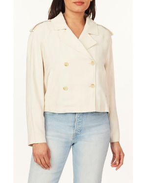 Scotch & Soda Washed Twill Cropped Trench Coat - White