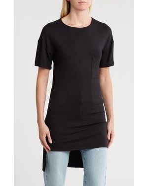 Go Couture Short Sleeve High-Low Tunic Top - Black
