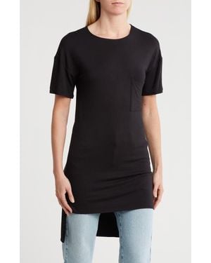 Go Couture Short Sleeve High-Low Tunic Top - Black