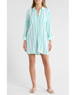 Betsey Johnson Beach Cover-Up Shirt - Blue