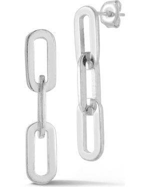 Chloe and Madison 3-Link Linear Drop Earrings - White