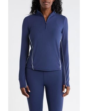 90 Degrees Tennis Interlock Half Zip Pullover - Blue