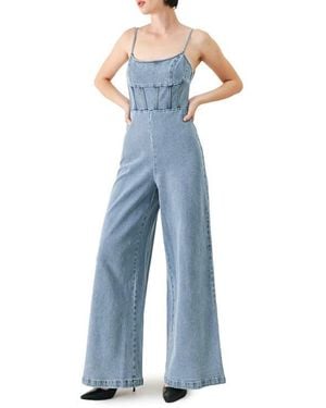 FREEMARKET Denim Wide Leg Jumpsuit - Blue