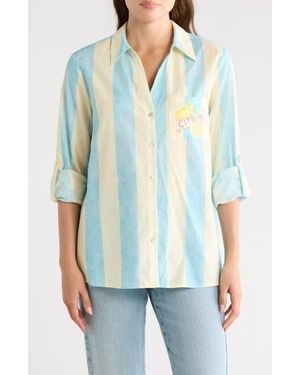 DR2 by Daniel Rainn Postcard Button-Up Shirt - Blue