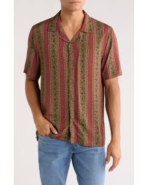 INDUSTRY REPUBLIC CLOTHING Geometric Print Camp Shirt - Blue