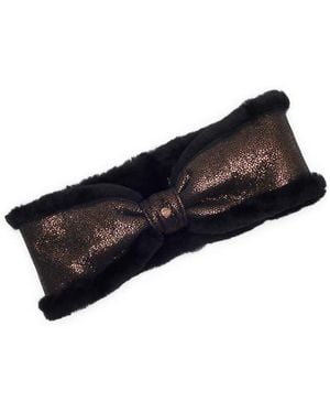 UGG Genuine Shearling Bow Headband - Black