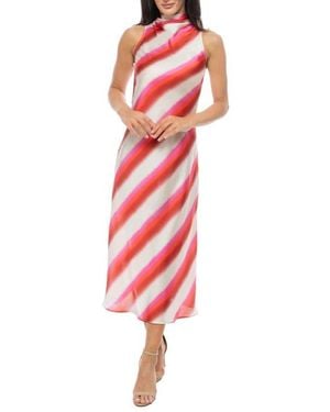 Isaac Mizrahi New York Funnel Neck A-Line Midi Dress - Red