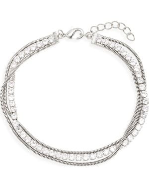 Nordstrom Rack Cubic Zirconia Layered Chain Bracelet - Metallic
