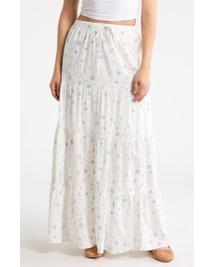 Abound Tiered Cotton Maxi Skirt - White
