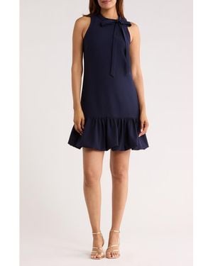 Vince Camuto Bow Neck Sleeveless Stretch Crepe Dress - Blue