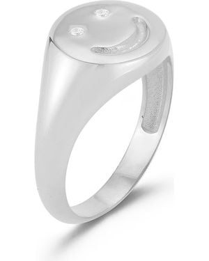 Sphera Milano Sterling & Cz Smiley Face Ring - White